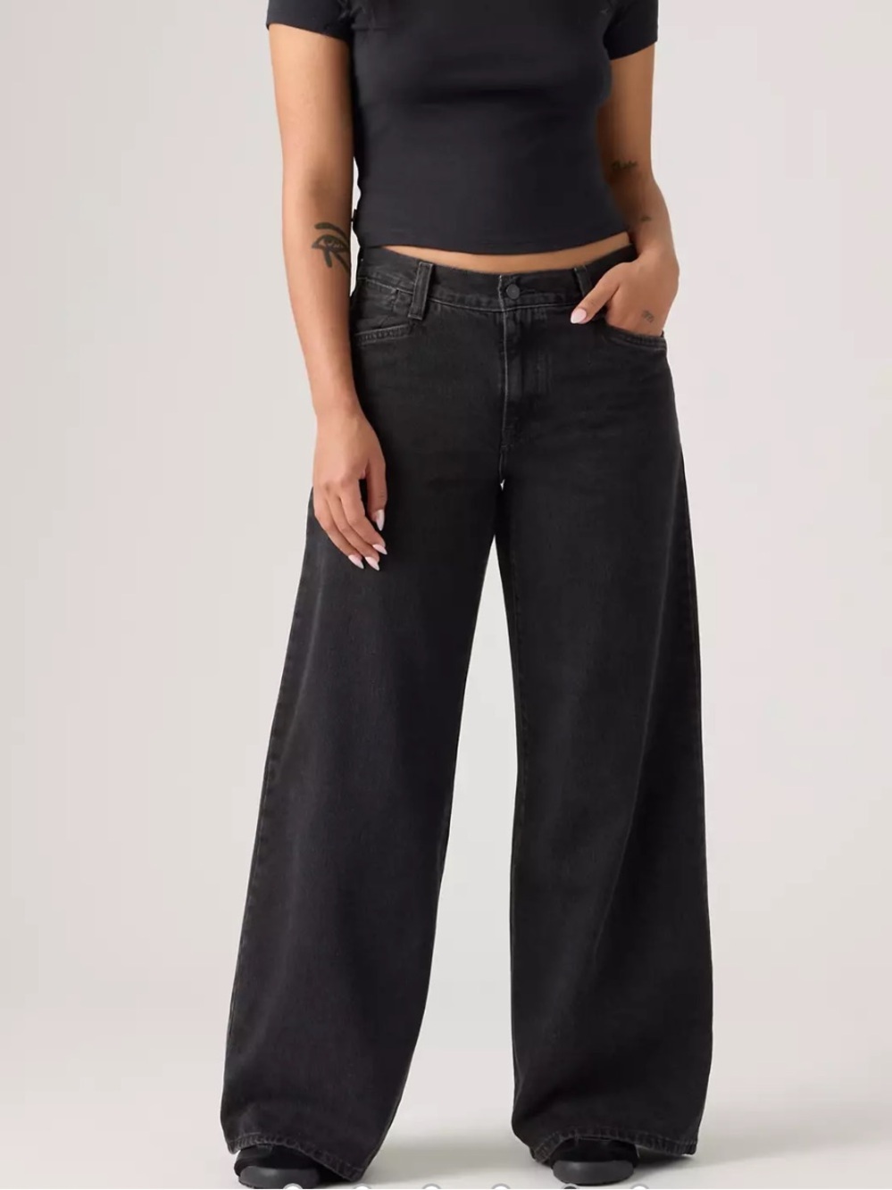 Levi’s ‘94 Baggy Wide Leg Jeans Washed Black Sz 28 - Picture 3 of 10